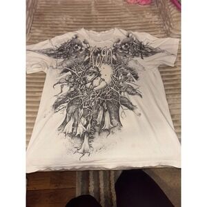 Vintage Korn Band T Shirt White Graphic Print Short Sleeve Mens XL Tultex